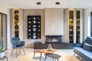 appartamento elegante Bruxelles caminetto palazzetti frontale