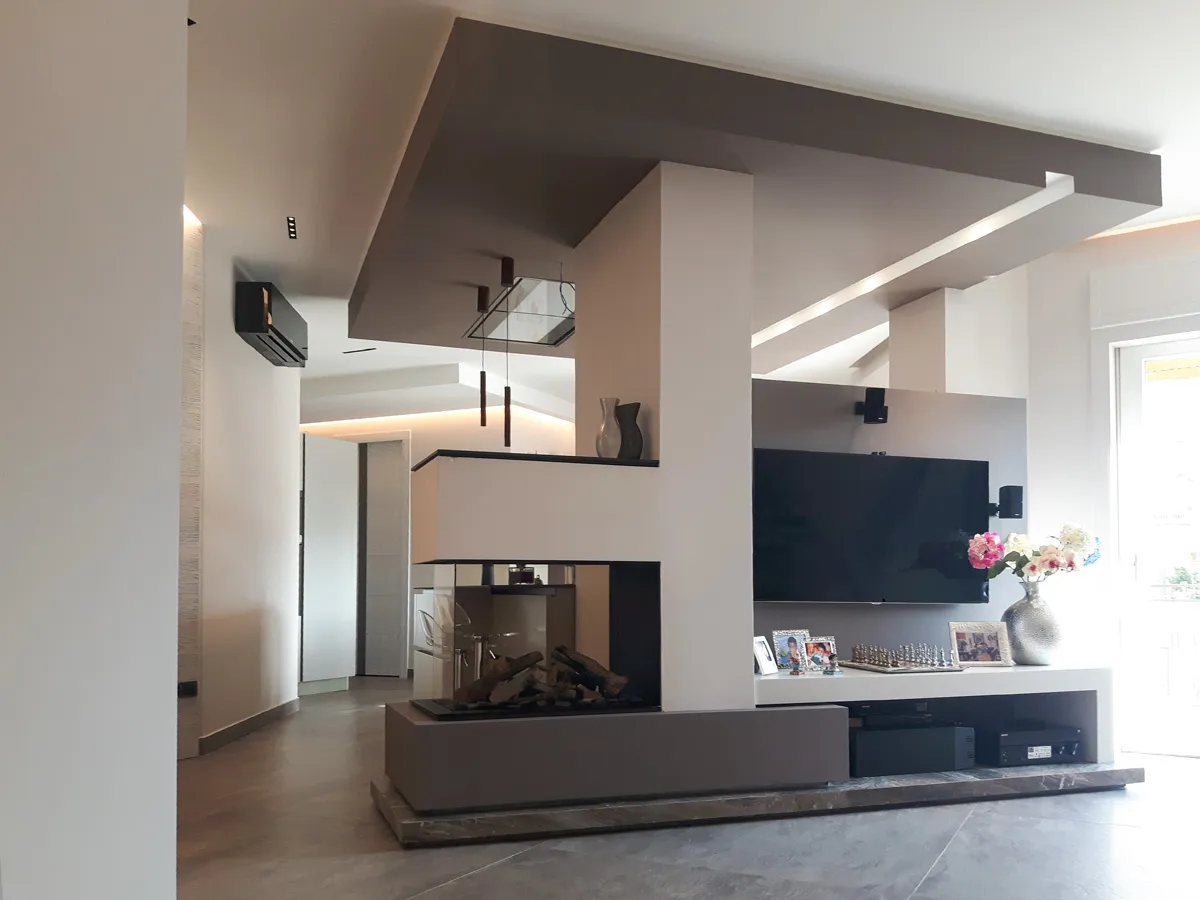 zona living caminetto a gas palazzetti vesuvio